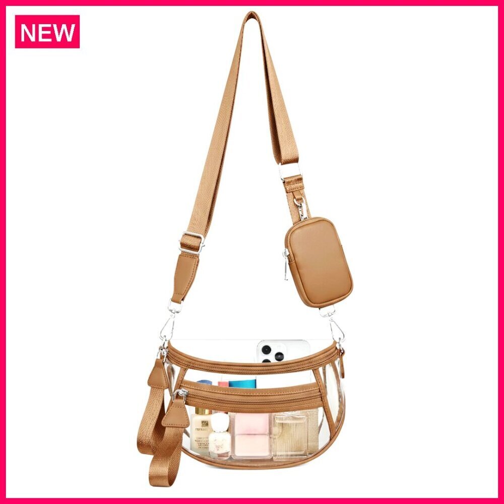 Clear Stadium Crossbody Bag with RFID Pouch, Adjustable Strap, 10.5x7x4.5